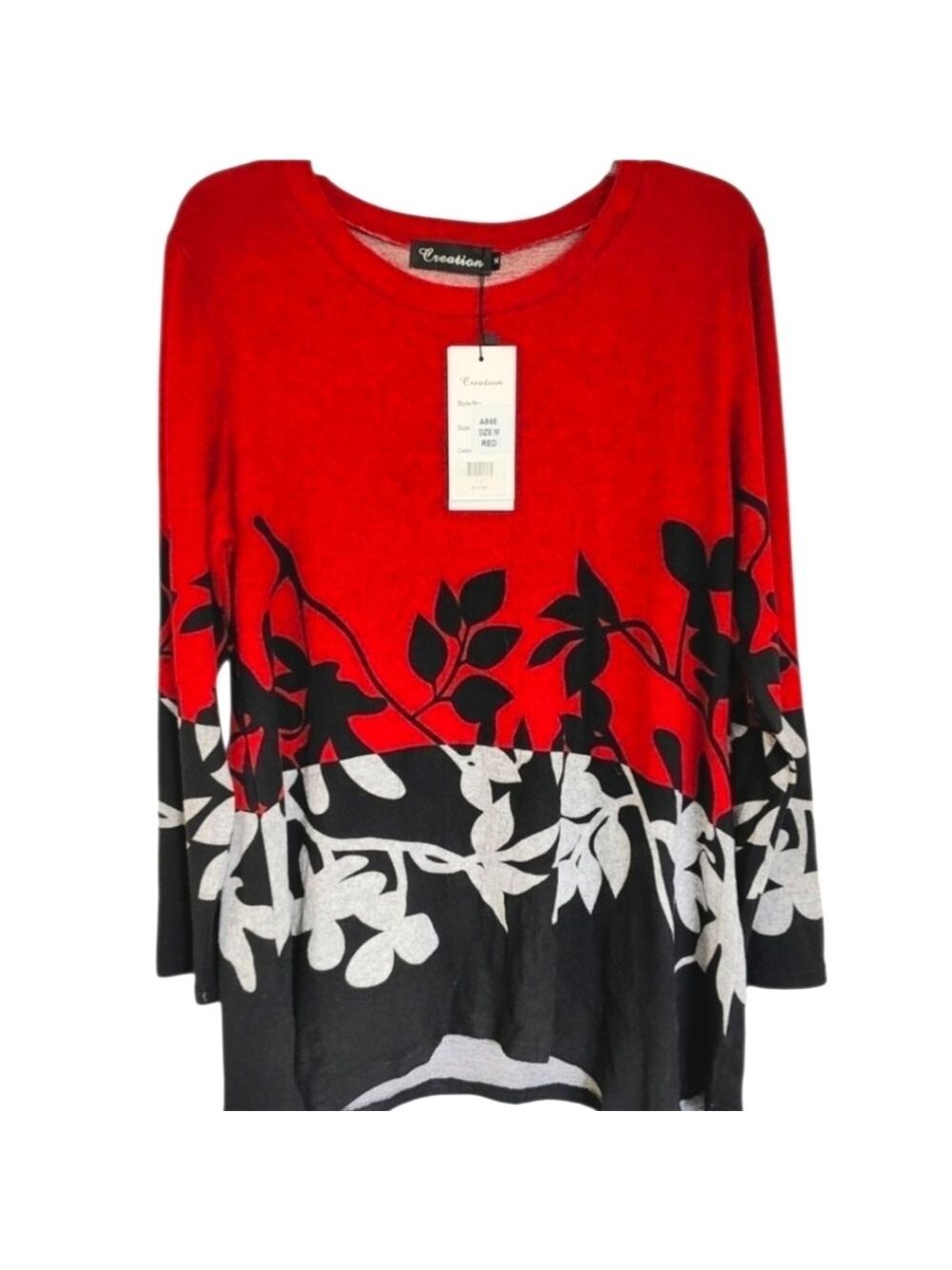 CREATION 3/4 Sleeve Floral Print Tunic Top Size Medium NWT